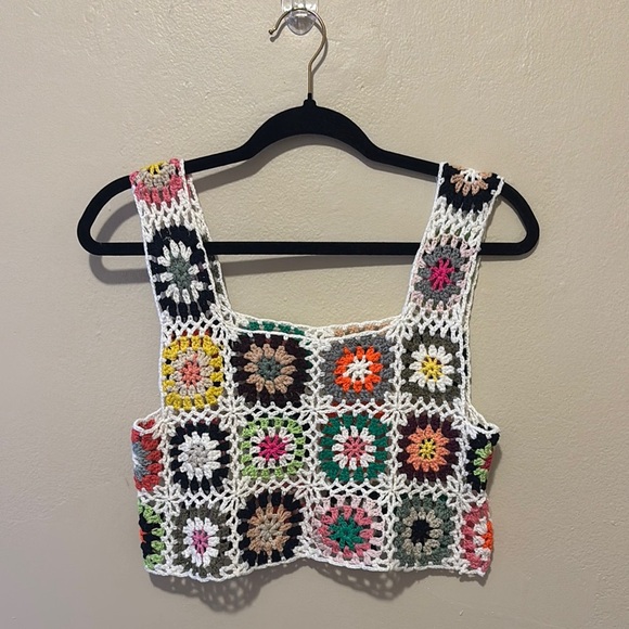 Tops - Colorful Crochet Patchwork Tank Top